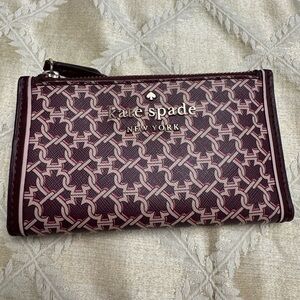 Kate Spade Burgundy and Pink Patterned Wallet